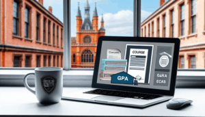 **alt_text**: Cover image depicting a laptop with course descriptions, university logo, and iconic architecture.