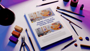 A modern visual arts campaign cover showcasing downloadable course details with vibrant, creative elements.