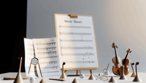 A captivating cover for a Music Theory course, featuring PDFs, music notes, and engaging call-to-action.